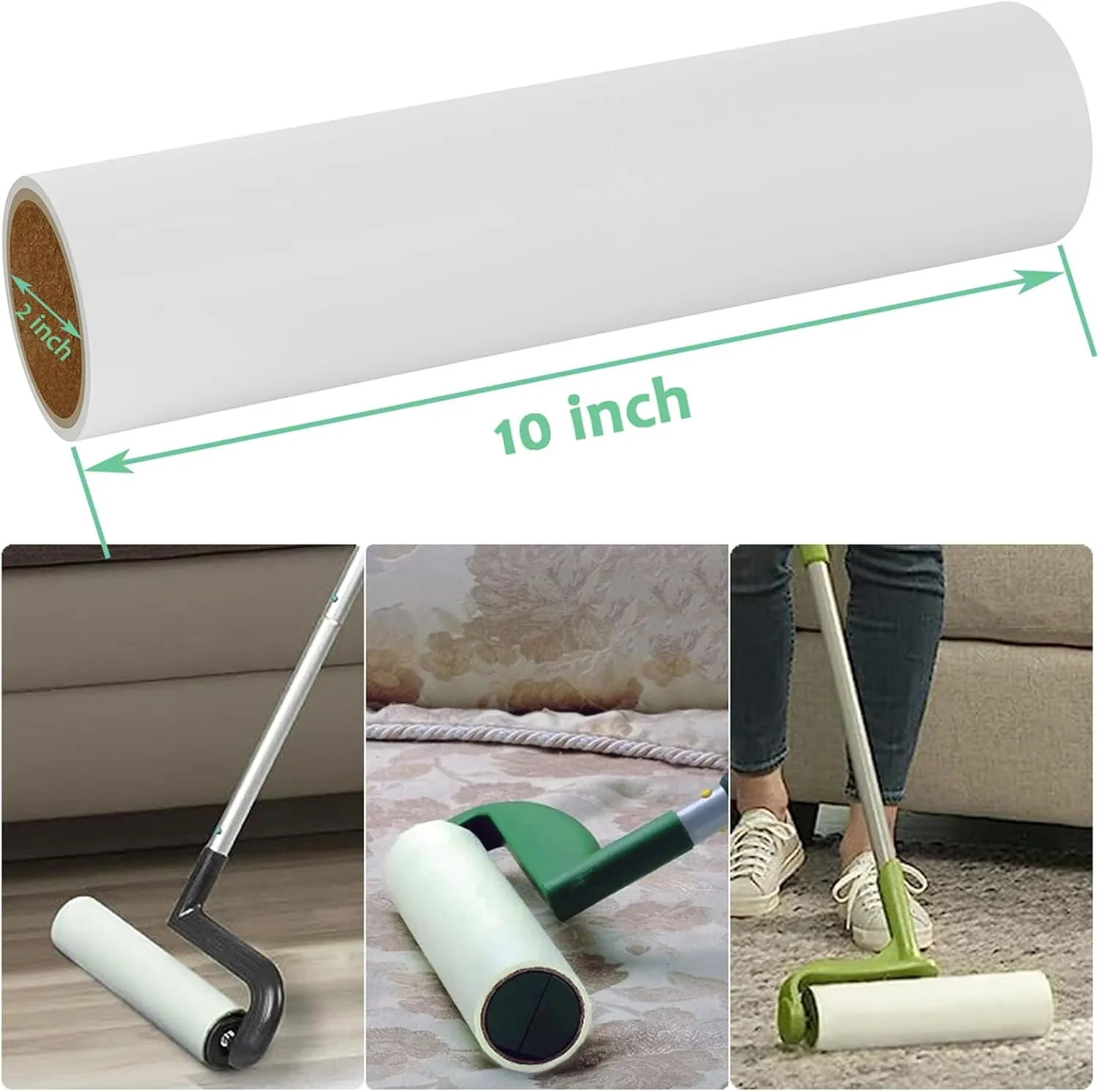 10 inch Lint Roller Refills for Layers Smart Design Evercare Libman Well & Good Roll 'N Go 10'' Wide Lint Rollers Mega Sticky Roller Refills 60 Sheets per Refill 3 Pack Total 180 Sheets