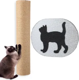 2 Pcs Wall Mounted Cat Scratcher 16 Inches Sisal Rope Scratching Post Cat Wall Scratcher Cardboard Cat Scratch Pad Furniture Protector for Indoor Kittens Scratch Climbing with Screws