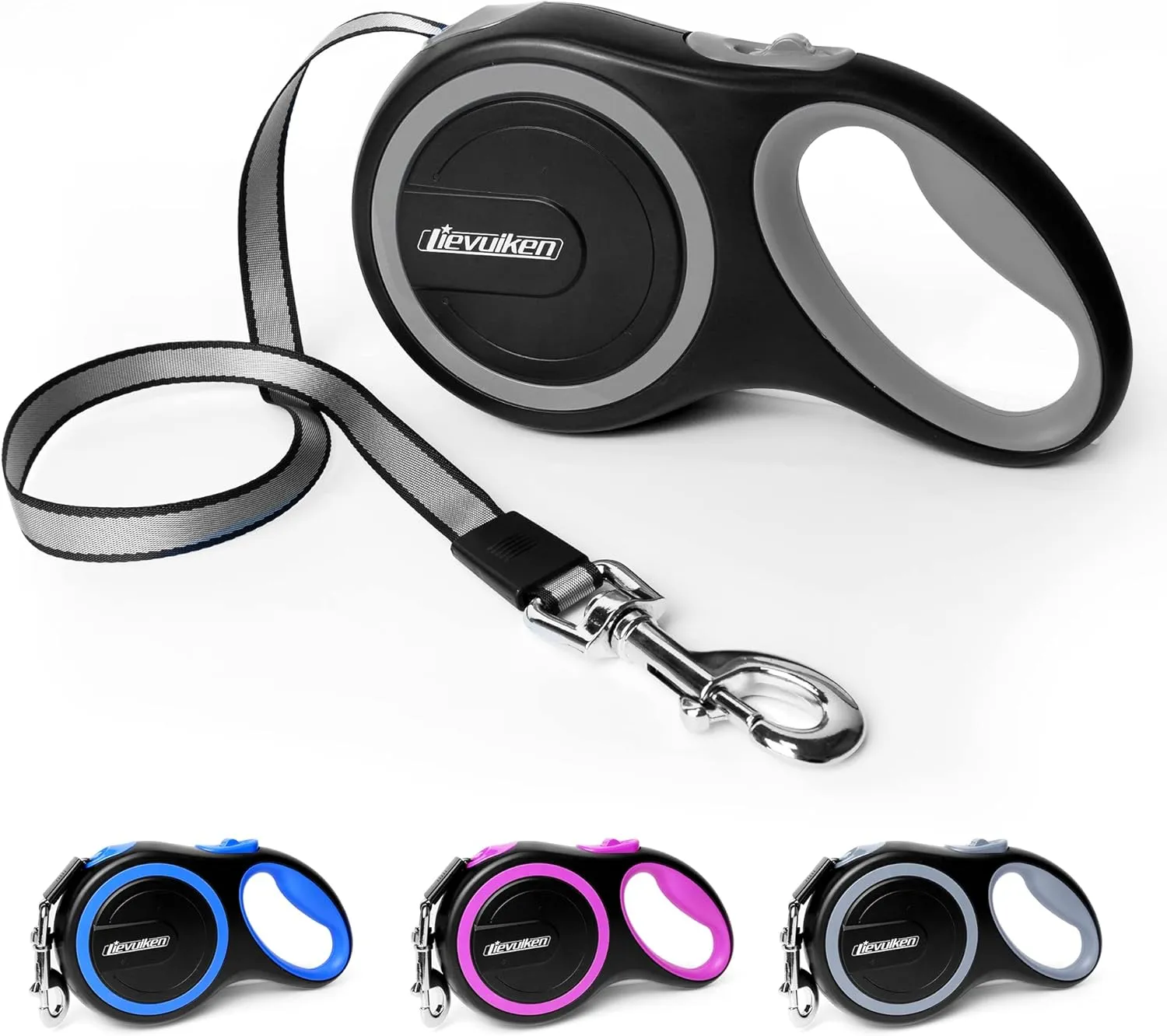 26 FT Retractable Dog Leash with No Tangle, Heavy Duty Great Leash for Dog up to 110lbs, One-Handed Brake, with Non-Slip Handle, Strong Nylon Tape for Small, Medium and Large Dogs