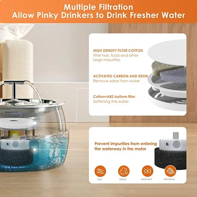 3L Automatic Electric Pet Water Fountain - Stainless Steel Feeder Bowl | Black