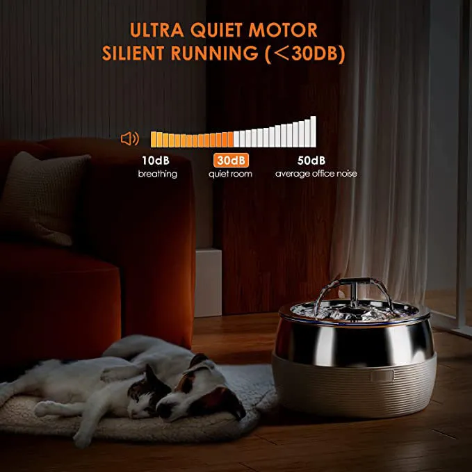 3L Automatic Electric Pet Water Fountain - Stainless Steel Feeder Bowl | Black