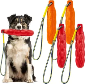 4 Pcs Floating Dog Toys Bumper Toys with Throw Rope Dog Retriever Training Puppy Pool Standard Size Water Interactive Chew Toy for Duck Dog Hunting Training Outdoor Pool Activities