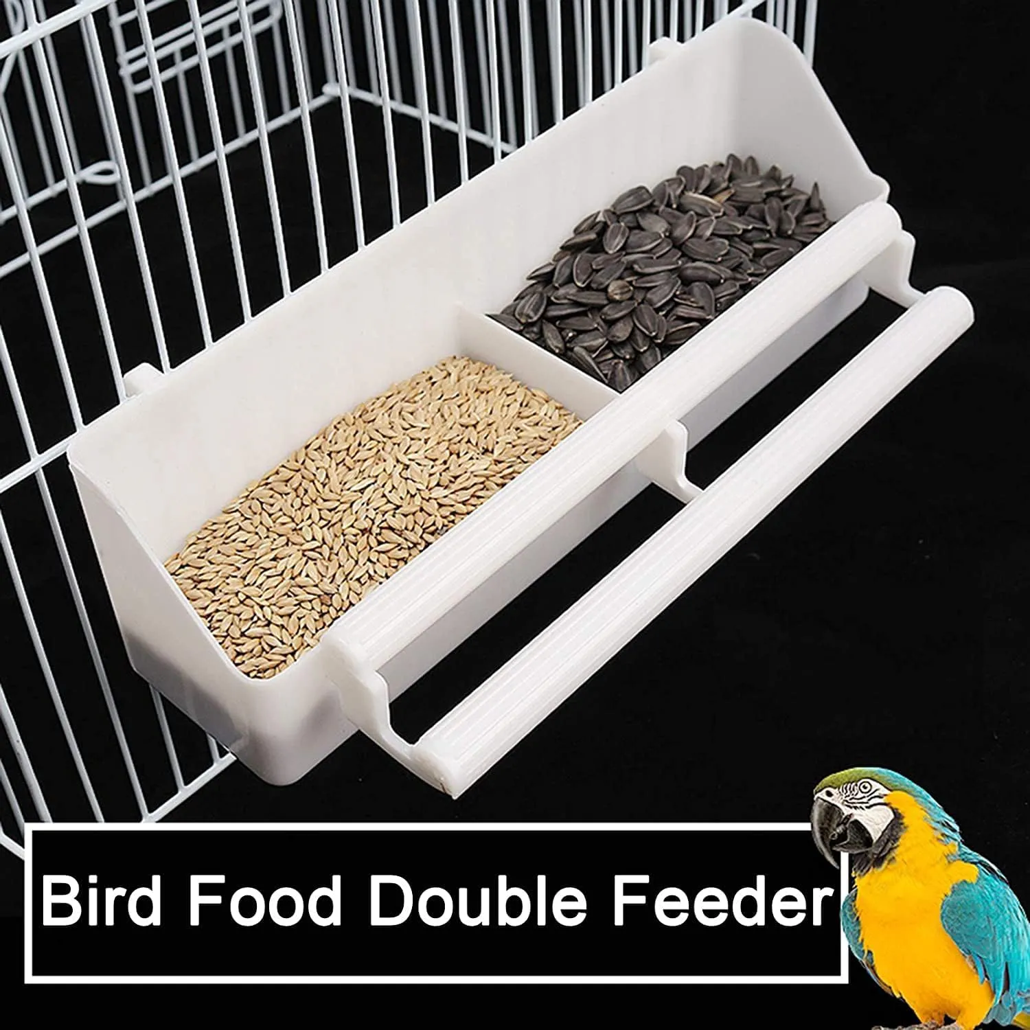74" Large Double Separate Stackable Wrought Iron Breeding Bird Flight Parrot Cockatiel Conure Breeder Cages Side Nesting Doors Double Feeder Cups Easy Clean Grate & Tray with Detechable Rolling Stand