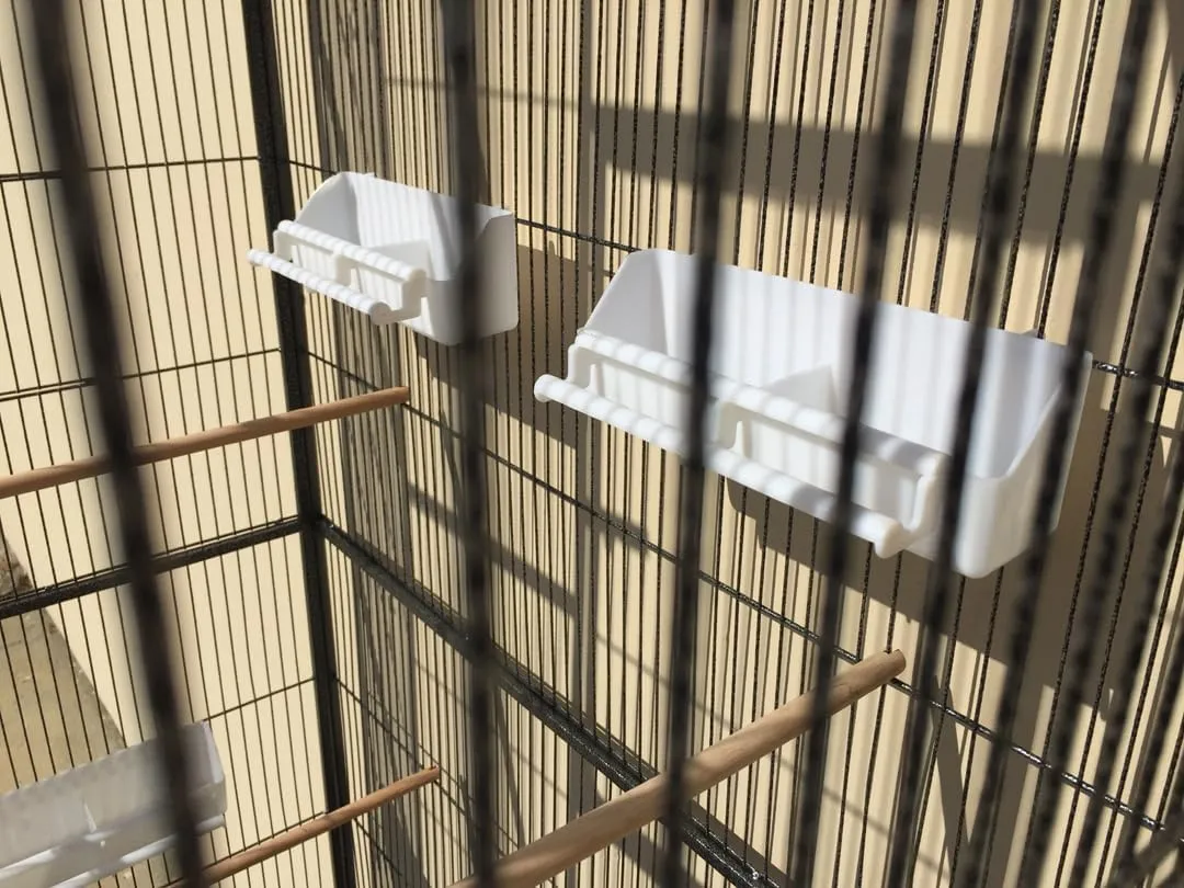 74" Large Double Separate Stackable Wrought Iron Breeding Bird Flight Parrot Cockatiel Conure Breeder Cages Side Nesting Doors Double Feeder Cups Easy Clean Grate & Tray with Detechable Rolling Stand