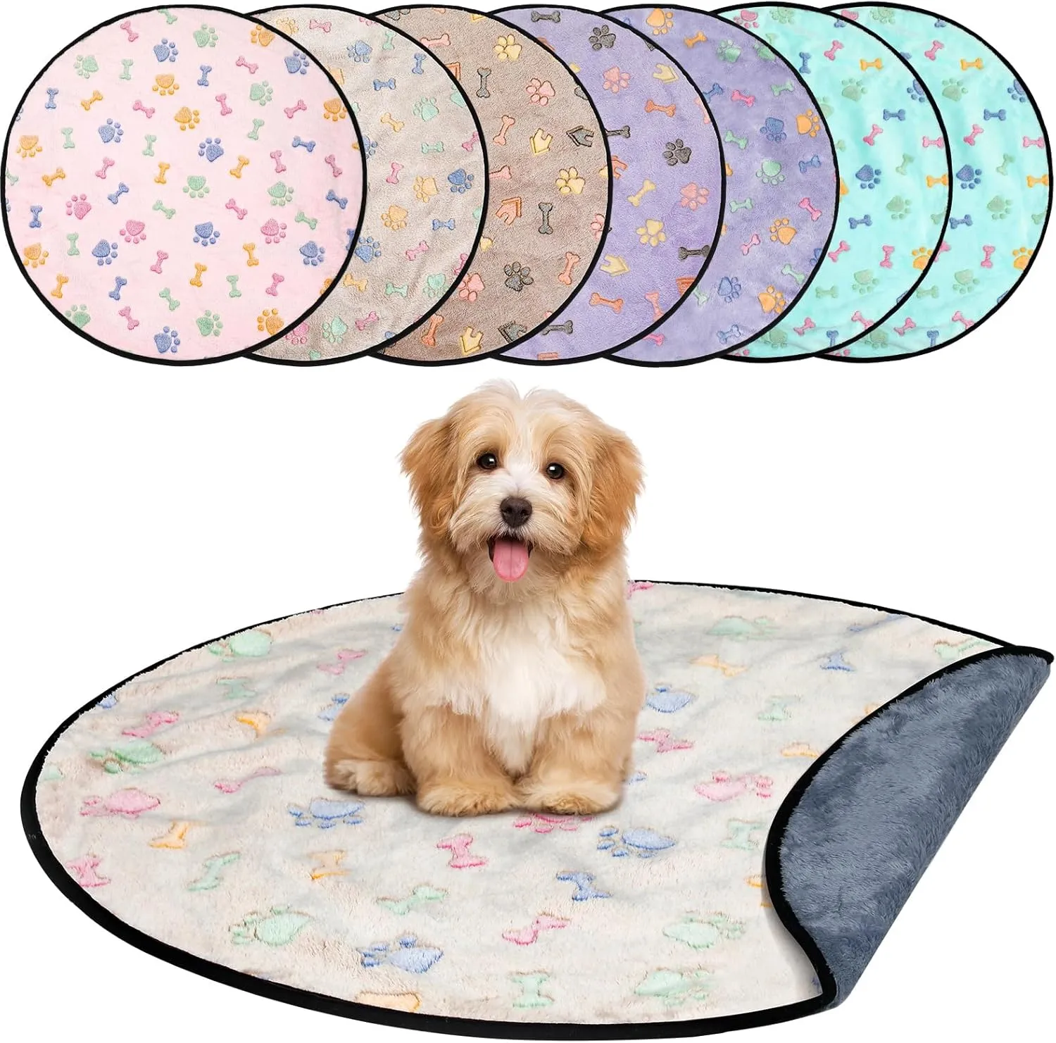 8 Pack Round Pee Pads for Dogs Washable 32'' Waterproof Whelping Pads Reusable Puppy Pads Anti Slip Pet Training Pads Absorbent Whelping Floor Pad Whelping Box Supplies for Crate Potty