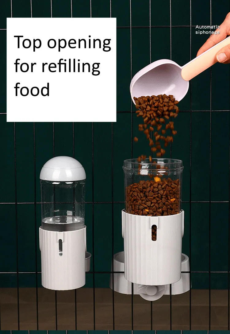 Automatic Pet Food and Water Feeder Cage Mounted