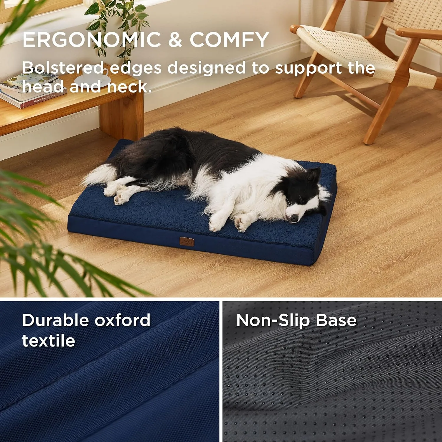 Bedsure Dog Bed Large Sized Dog - Orthopedic Waterproof Pet Beds with Removable Washable Cover, Egg Crate Foam Puppy Mat, Suitable for Pet Up to 65 lbs