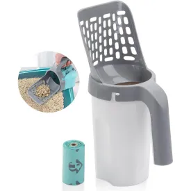 Boperzi Cat Litter Scoop Pooper Scooper Plastic Deep Shovel Kitty Poop Sifter Durable Cat Poop Scooper Cat Litter Lifter for Litter Box Come with Cat Litter Bags
