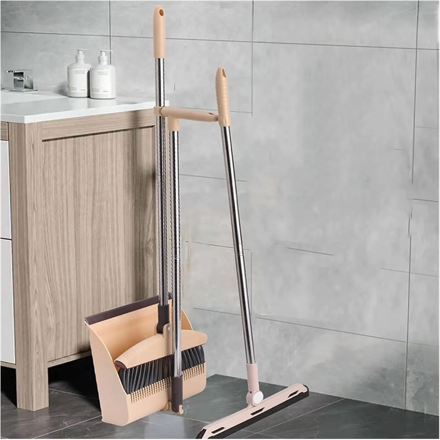 Broom and Dustpan Wiper Set for Home Cleaning Floor Dust Hair Wipe Water to Sweep Garbage Scoop House Kitchen Magic Brush Broom and Dustpan Broom and Dustpan Combo (Color : 2 (3 Pcs)