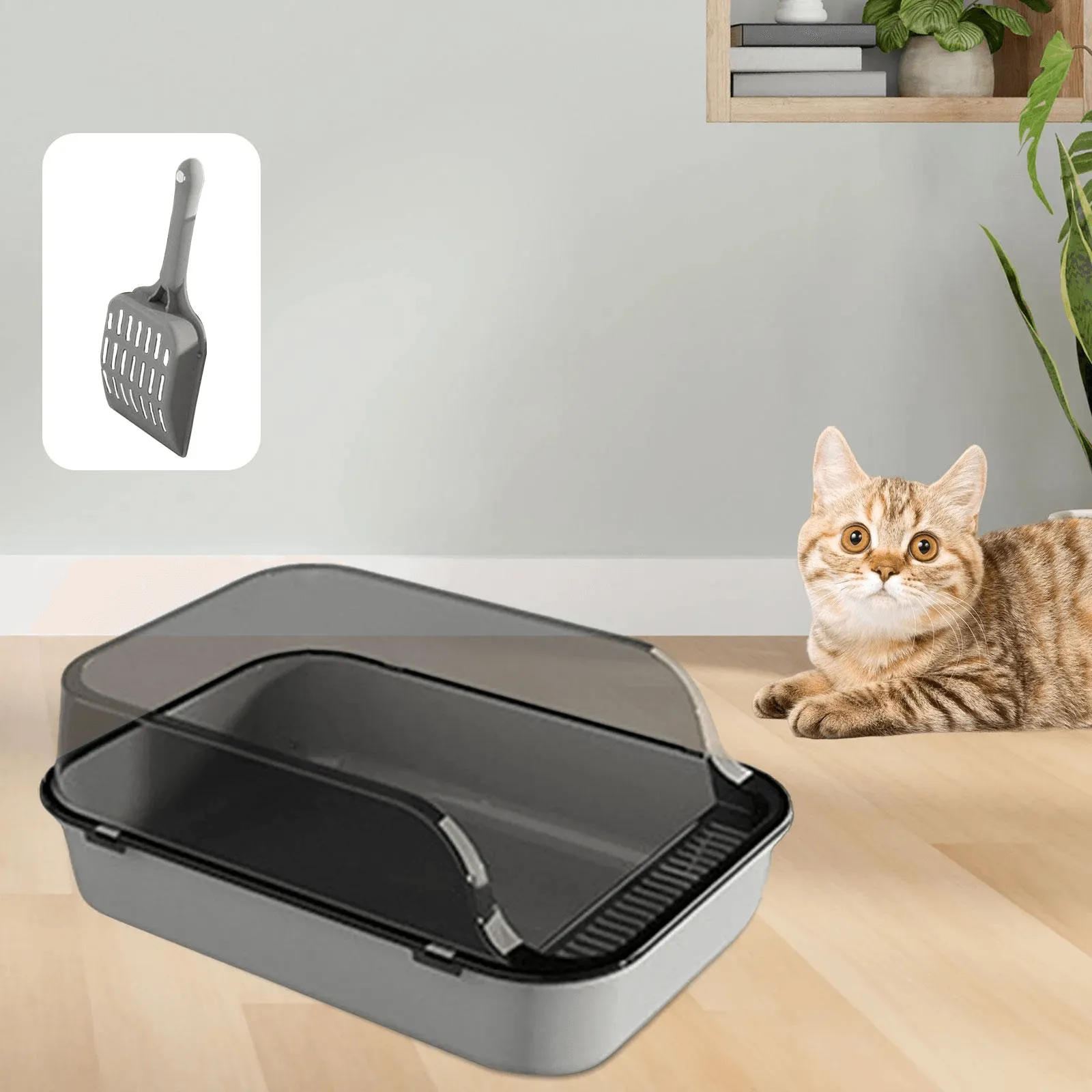 Cat Litter Box, Open Top Pet Litter Tray, Kitty Litter Pan, Easy to Clean, Cat Toilet Kitten Potty Toilet for Rabbit Kitten Litter Box