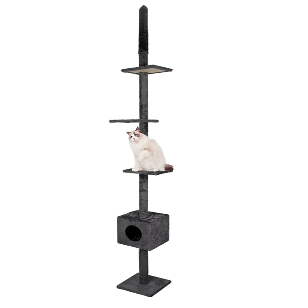 Cat Scratching Post Tree Condo Furniture Scratch Adjustable Height 248-288 - Grey