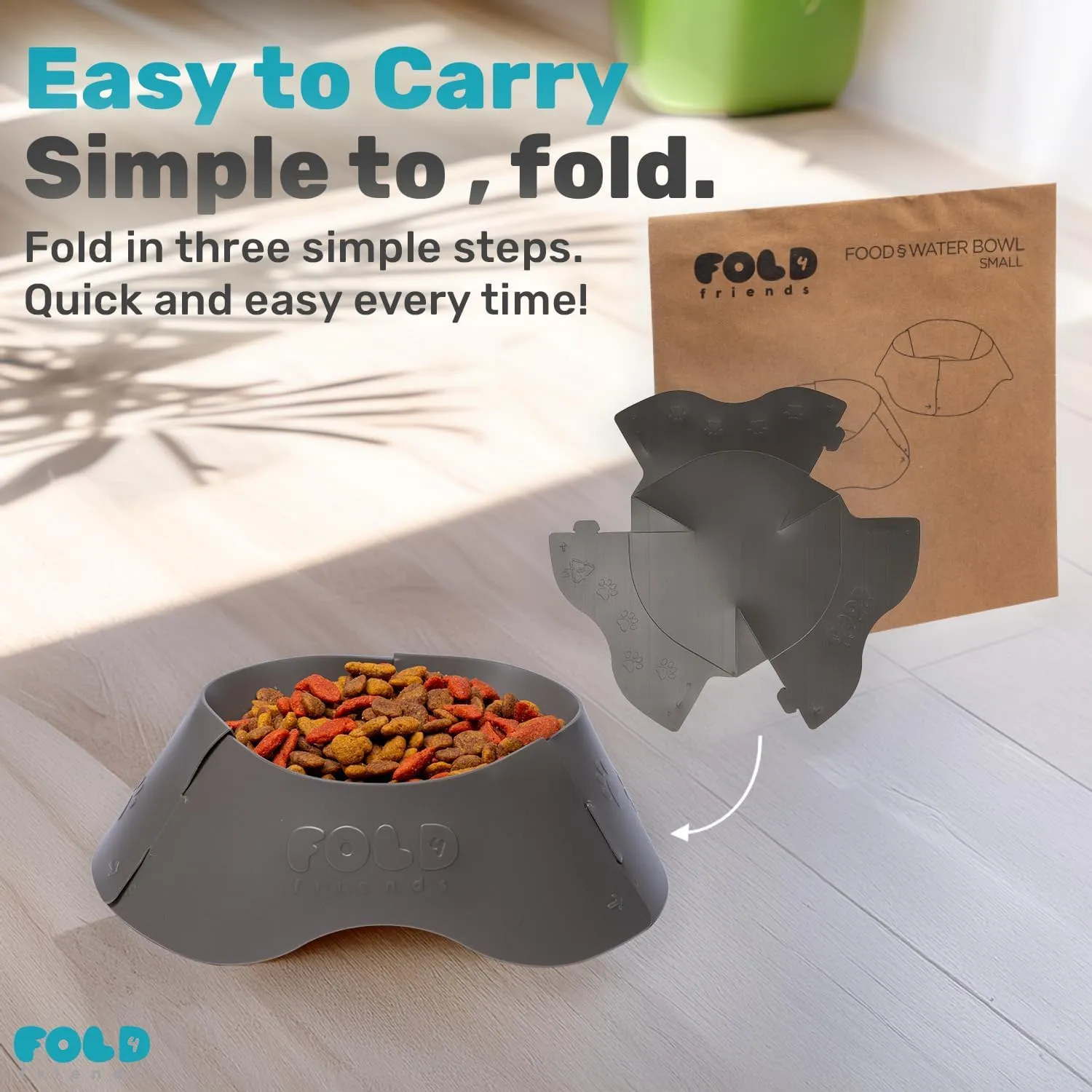 Cat Supplies Set with Foldable Litter Box, Scoop, Food Bowl, Water Bowl for Cats and Kittens (Gray)
