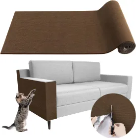 Climbing Cat Scratcher Mat Trimmable Cat Scratching Post Carpet 78.7x15.8 Self Adhesive Carpet Mat Pad Replacement for Cat Tree Shelves Post Couch Wall Furniture Steps DIY Protector (Brown)