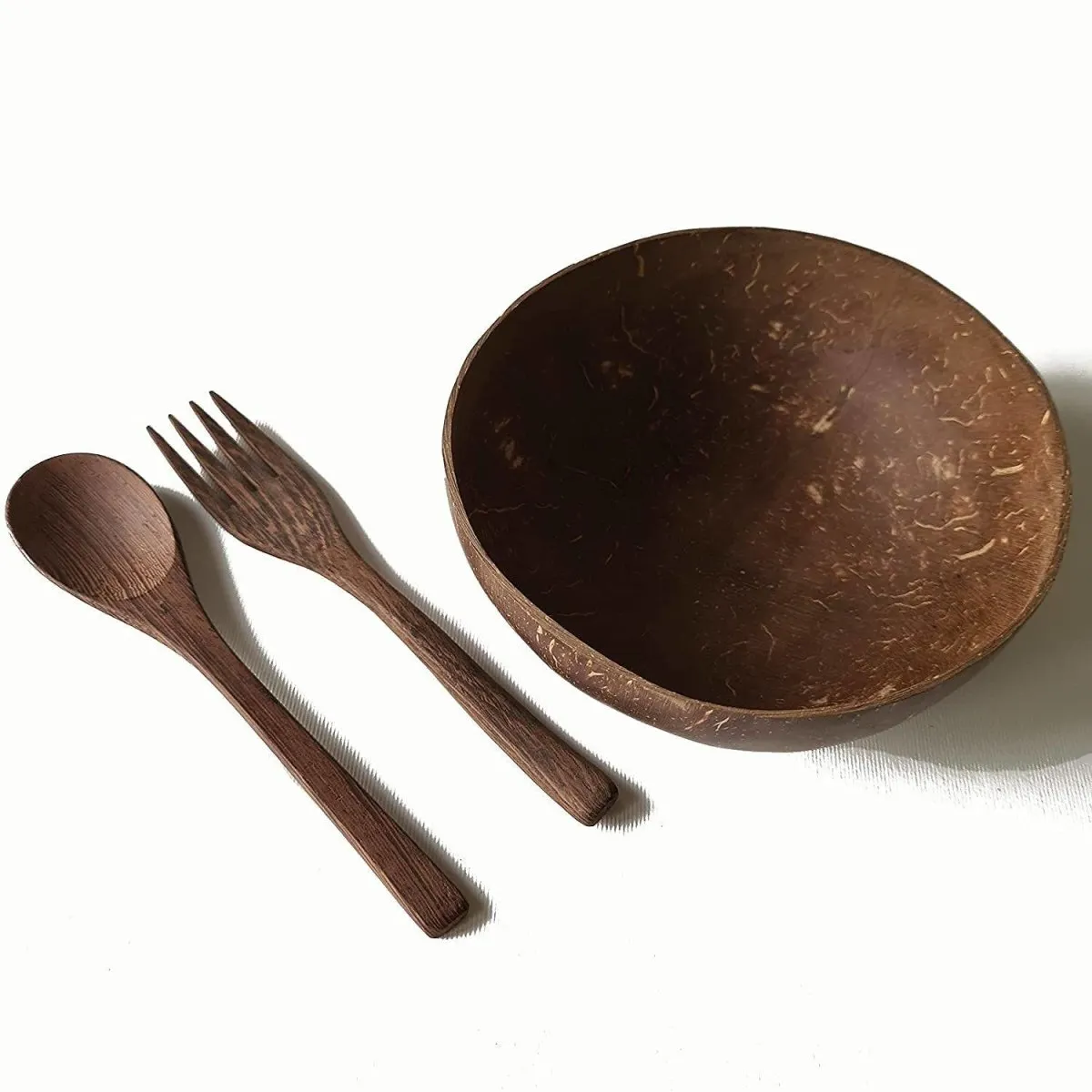 Coconut Bowl 500ml & Wooden Cutlery