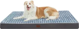 Dog Bed Mats for Large Jumbo Big Dog - Orthopedic Dog Pet Durable Crate Bed Mattress of Thick Egg Foam Crate, Rose Plush Washable Cover, Non-Slip Bottom (XXXL(54''x42''x4''), Grey Side)