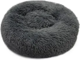 Dog Beds for Small Dogs Round Cat Beds for Indoor Cats Pet Bed for Puppy and Kitten with Slip-Resistant Bottom Plush Donut Cat Bed, Dark Grey
