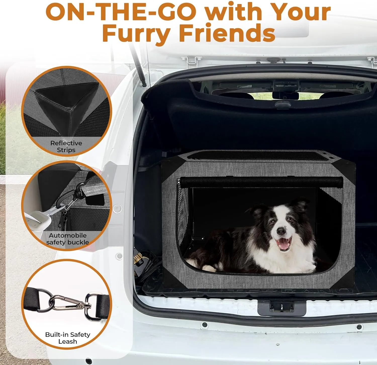 Dog Crate, Collapsible Soft Travel Crate for Large Dogs (3 Year Warranty), Indoor & Outdoor Portable Pet Kennel with Chew-Proof Mesh Window (Dark Gray, 36" L x 25" W x 25" H) 