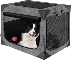 Dog Crate, Collapsible Soft Travel Crate for Large Dogs (3 Year Warranty), Indoor & Outdoor Portable Pet Kennel with Chew-Proof Mesh Window (Dark Gray, 36" L x 25" W x 25" H) 
