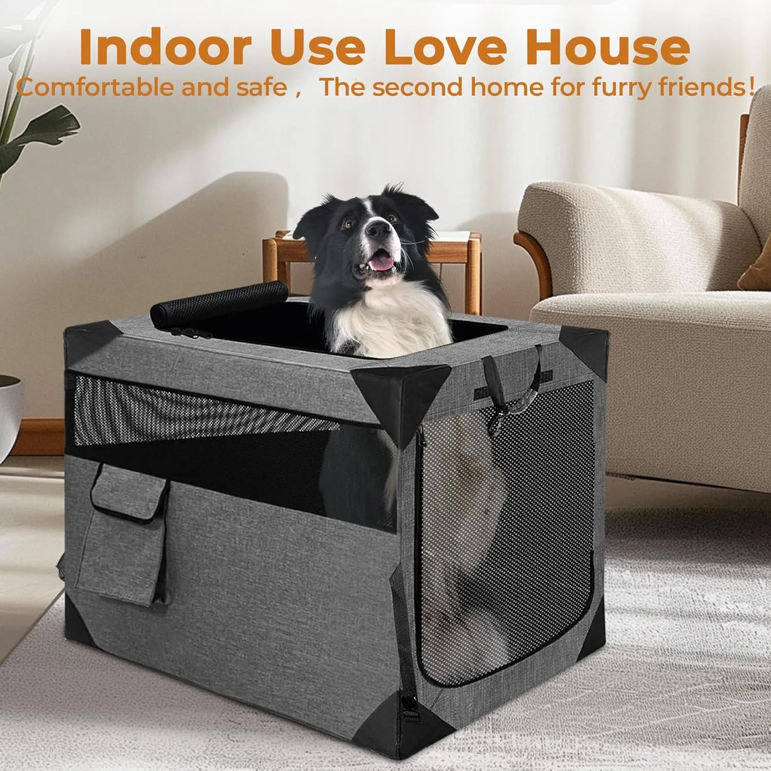 Dog Crate, Collapsible Soft Travel Crate for Large Dogs (3 Year Warranty), Indoor & Outdoor Portable Pet Kennel with Chew-Proof Mesh Window (Dark Gray, 36" L x 25" W x 25" H) 