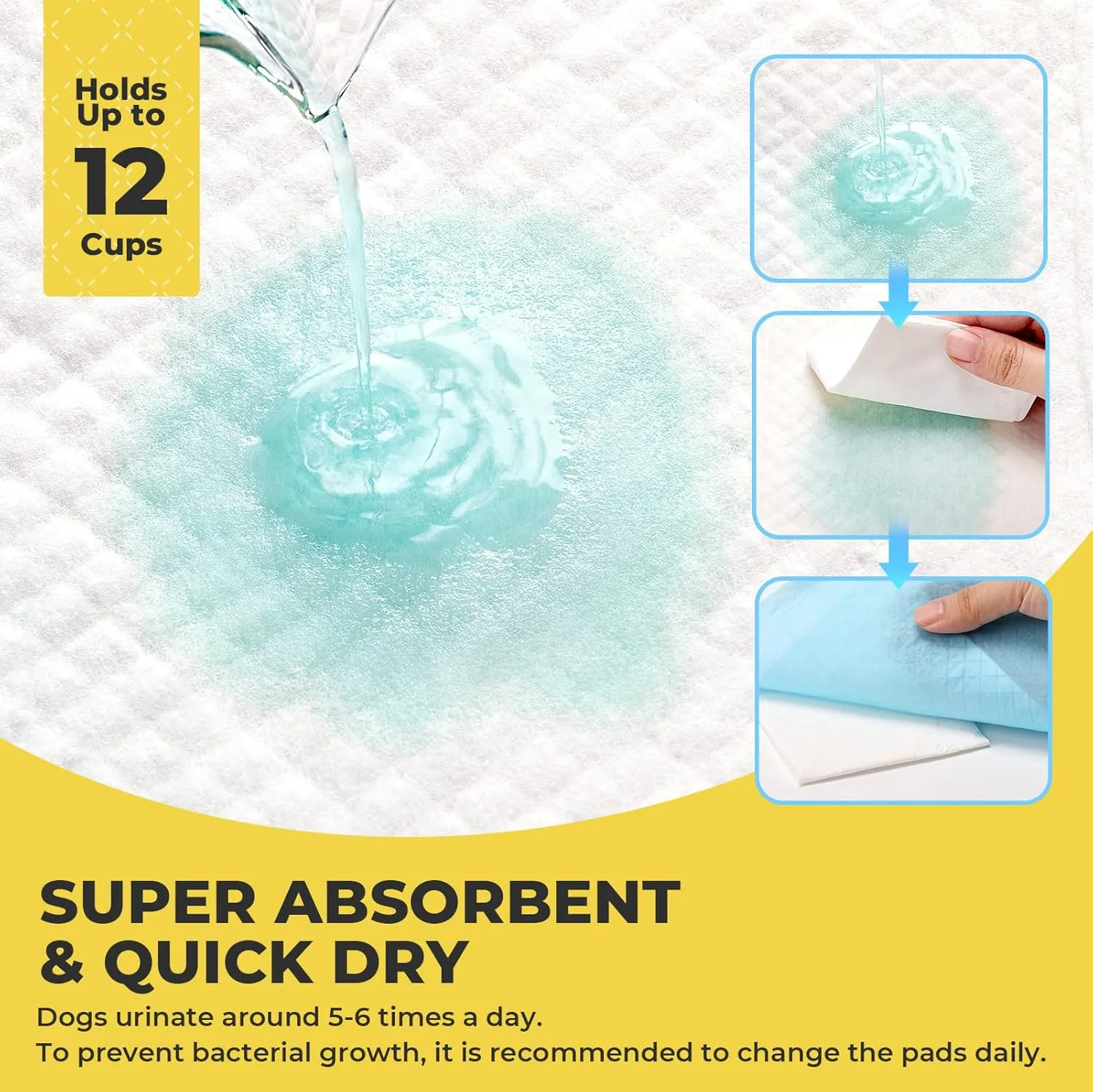 Dog Pee Pads: Super Absorbent & Leak-Proof Puppy Pads - Thicken Disposable Dog Training Pads Potty Pads for Dogs - Pee Pads for Doggie Cats Rabbits Quick Dry 24''x24'' Pack of 100
