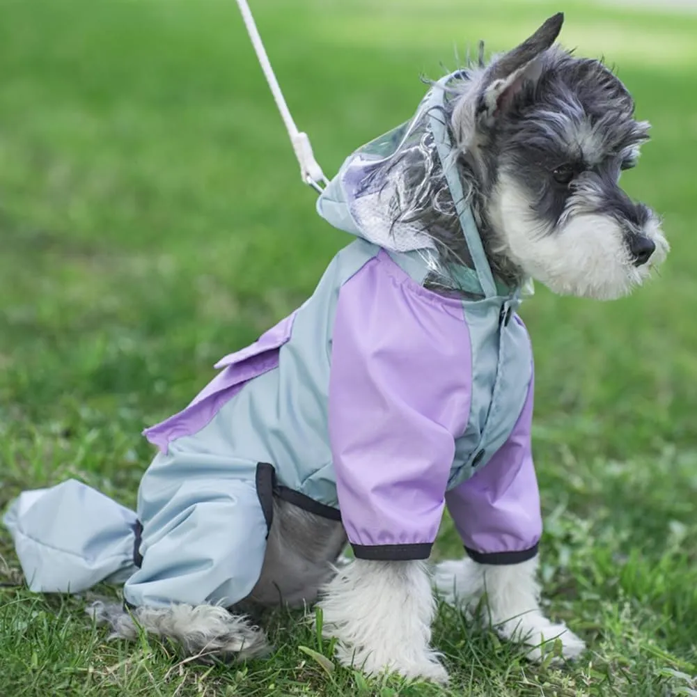 Dog Raincoat with Reflective Strip,Breathable Waterproof Lightweight Puppy Rain Jacket,Small Medium Dogs Rain Coat with Leash Hole(blue-2xl)