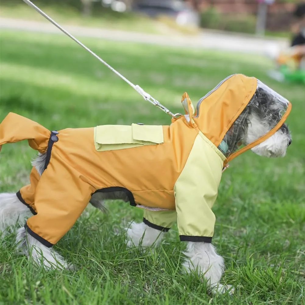 Dog Raincoat with Reflective Strip,Breathable Waterproof Lightweight Puppy Rain Jacket,Small Medium Dogs Rain Coat with Leash Hole(orange-2xl)