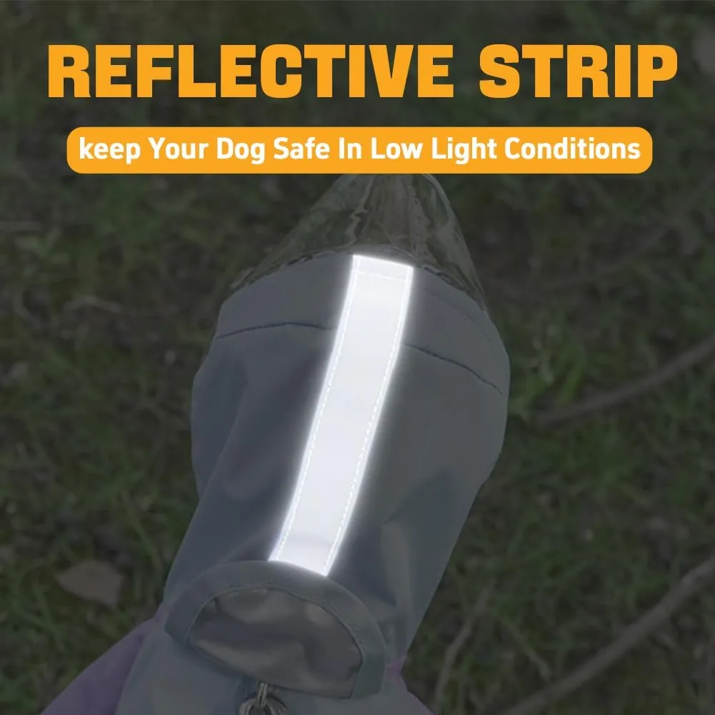 Dog Raincoat with Reflective Strip,Breathable Waterproof Lightweight Puppy Rain Jacket,Small Medium Dogs Rain Coat with Leash Hole(orange-2xl)