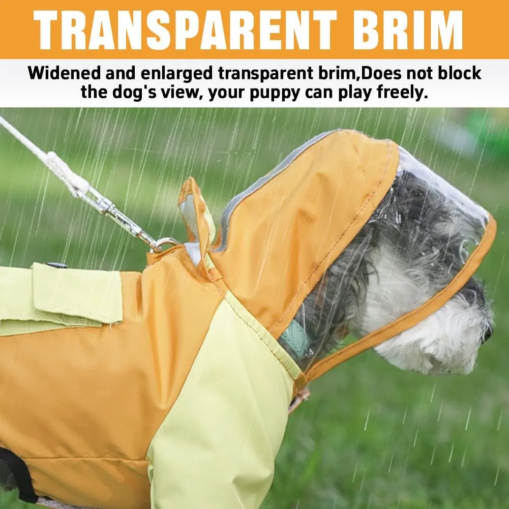 Dog Raincoat with Reflective Strip,Breathable Waterproof Lightweight Puppy Rain Jacket,Small Medium Dogs Rain Coat with Leash Hole(orange-2xl)