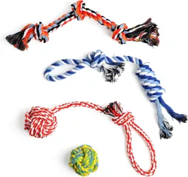 Dog Rope Toy 4 Pack - Puppy Teething Toys for Small Medium Breed - Indestructible Dog Chew Toys for Aggressive Chewers - Cotton Tug of War Dog Toy for Boredom, Teeth Clean