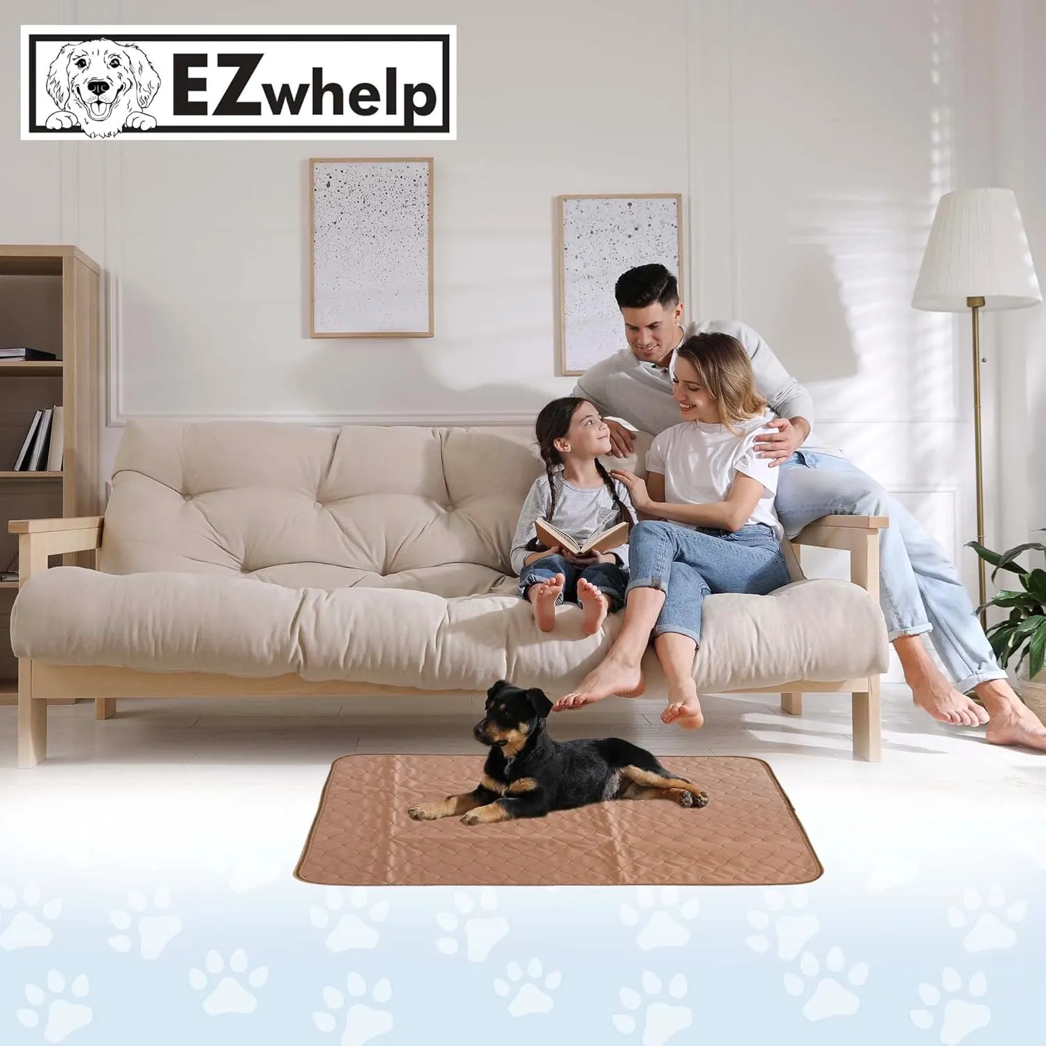 EZwhelp Reusable Dog Pee Pads - Waterproof Training Pads for Dogs - Washable & Sanitary - Rounded Corners - Laminated, Lightweight, Durable - Pet Essentials for Puppy Training and Whelping - 36" x 34"
