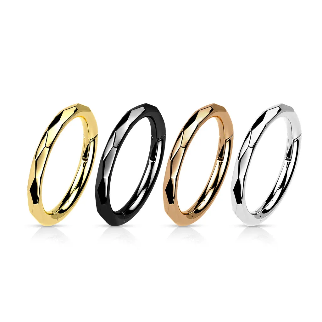 Faceted Titanium Hinged Clicker Body Jewellery