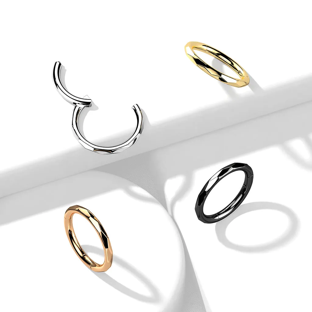 Faceted Titanium Hinged Clicker Body Jewellery