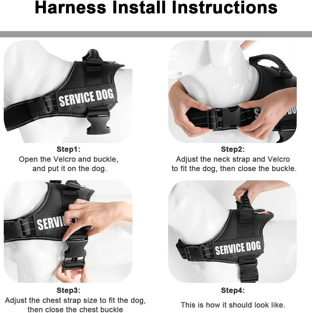 Fairwin Service Dog Vest-No-Pull Dog Harness with Handle Adjustable Reflective Patches in Training Vest Harness for Small Medium Large Breed Outdoor Walking