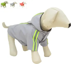 Fashion Hooded Pet Dog Raincoat, Lightweight Dog Rain Jacket Zipper Closure Rain Poncho with Reflective Strip for Pug French Bulldog Gray B-S