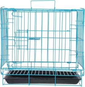 Folding Metal Dog Crate with Toilet for Small and Medium Dog Cat Rabbit Indoor Ourdoor (Blue)