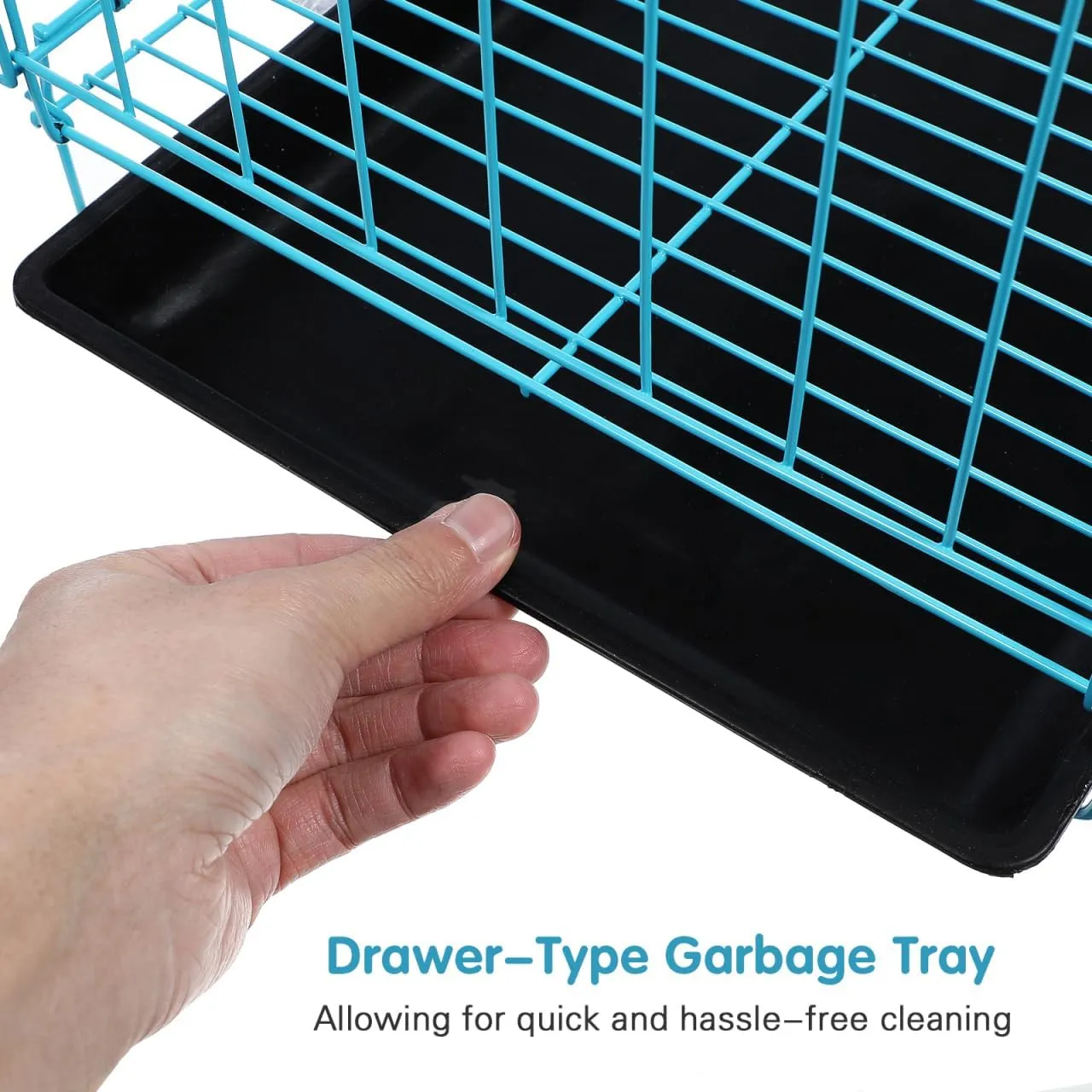 Folding Metal Dog Crate with Toilet for Small and Medium Dog Cat Rabbit Indoor Ourdoor (Blue)
