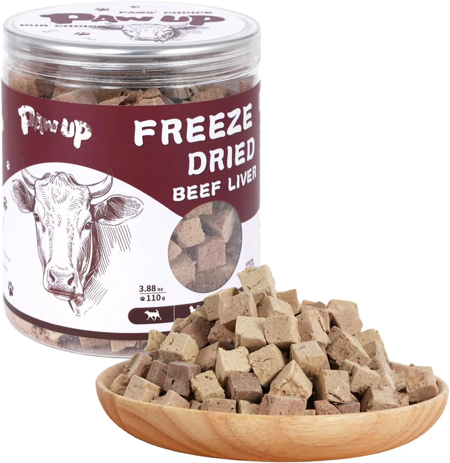 Freeze-Dried Liver Treats for Dogs, Grass Fed Beef Liver, Raw Single-Ingredient, High-Protein, Human Grade Bite-Sized Pieces Pet Treat, All Natural, 3.8 oz