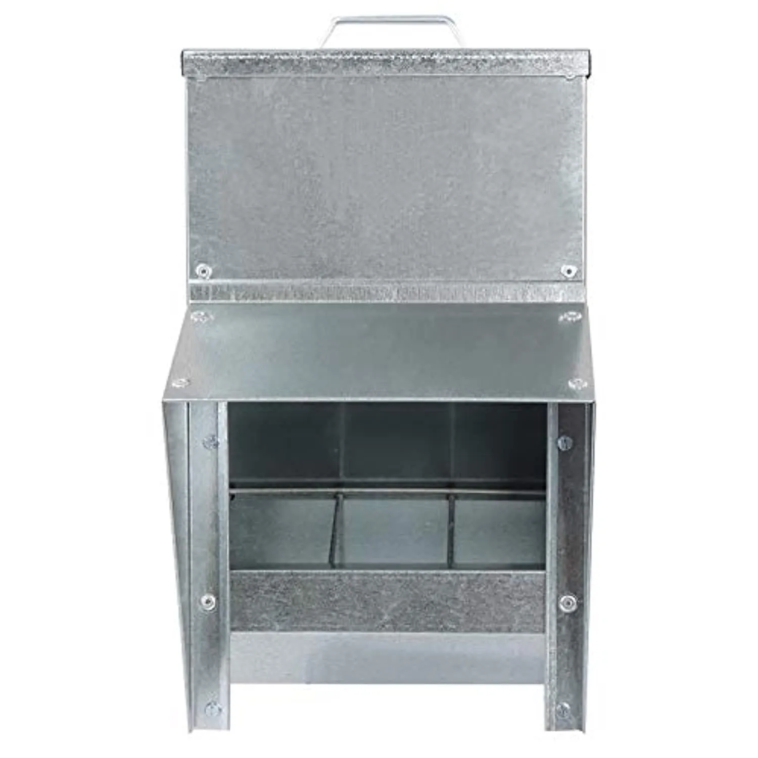 Grandpa's Feeders  Galvanized Chicken Feeder - Rat Proof Poultry Feeder with Lid Weatherproof Outdoor Coop Food Dispenser, 50lbs