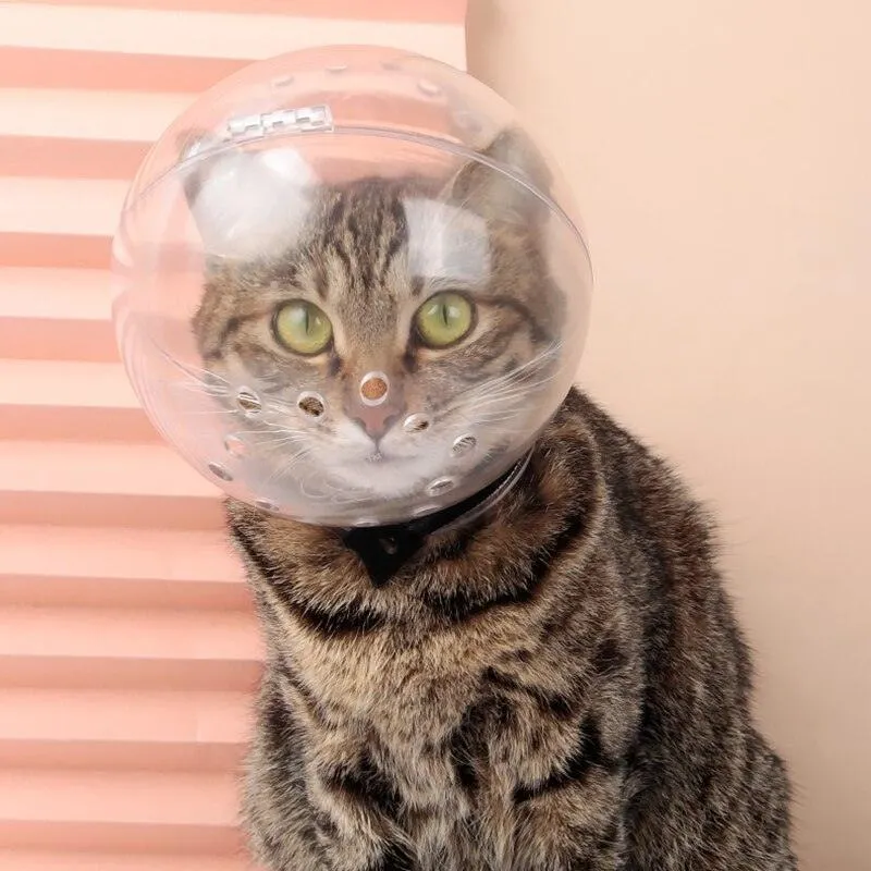 Grooming Mask Cat Muzzle- Anti-Bite Breathable- Mask Anti-Licking Protect- Space Hood Mask Cover Muzzle -Cat Bath