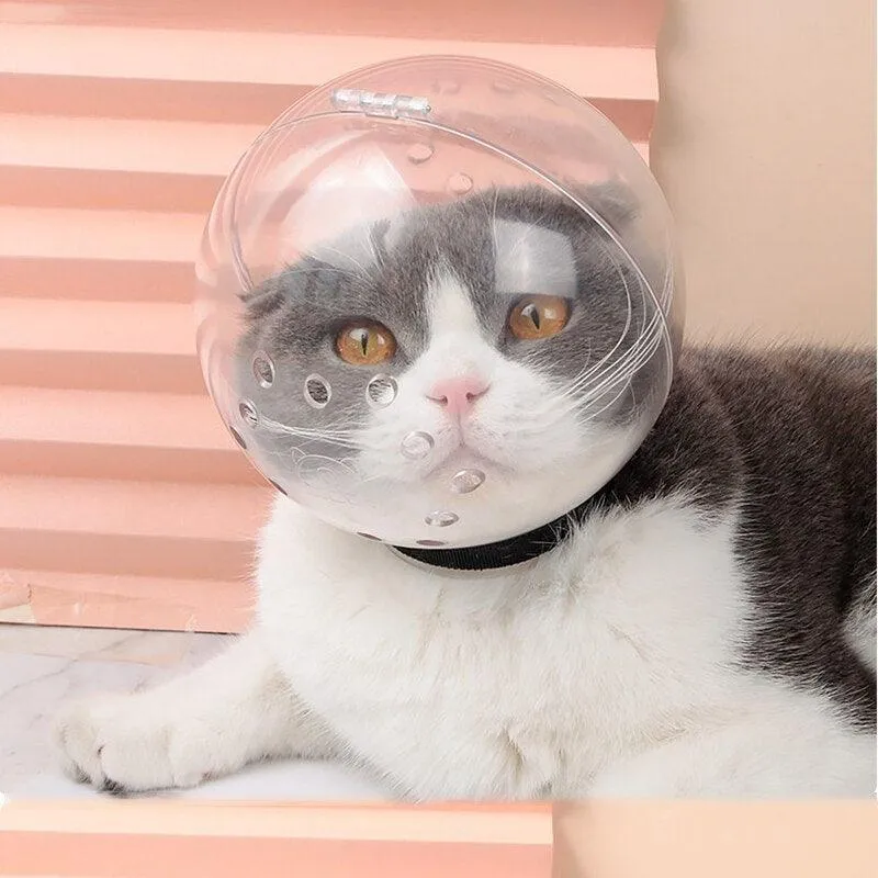 Grooming Mask Cat Muzzle- Anti-Bite Breathable- Mask Anti-Licking Protect- Space Hood Mask Cover Muzzle -Cat Bath