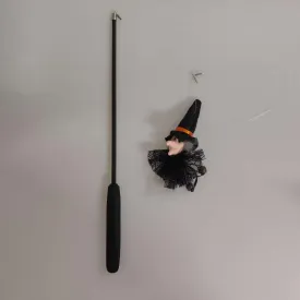 Halloween Witch Telescopic Cat Teaser Wand - Extendable Fishing Rod Toy with Bells, Interactive Cat Toy for Halloween Fun and Exercise