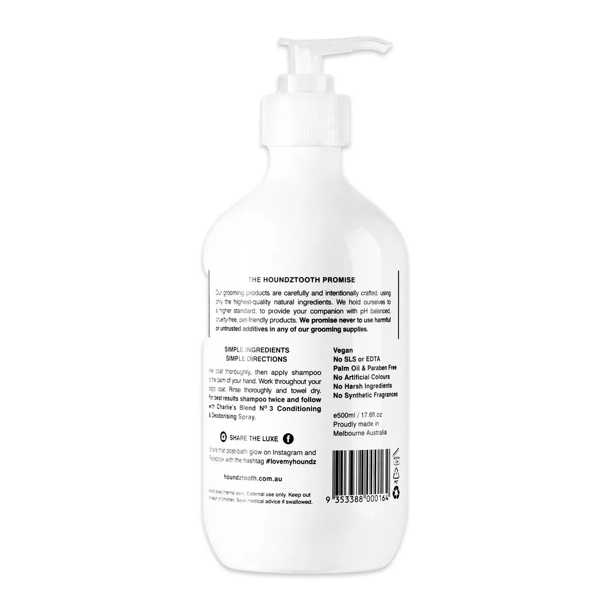 Houndztooth Charlie's Blend No 3 Dog Shampoo 500ml