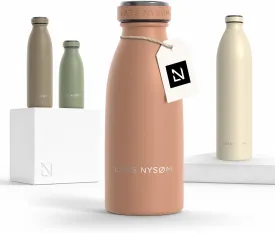 LARS NYSM Stainless Steel Insulated Water Bottle 12oz 17oz 25oz 34oz 51oz | Insulated Thermo Flask for Hot and Cold Beverages | Leakproof Drinking Bottle (Blush Rose, 11.9oz)