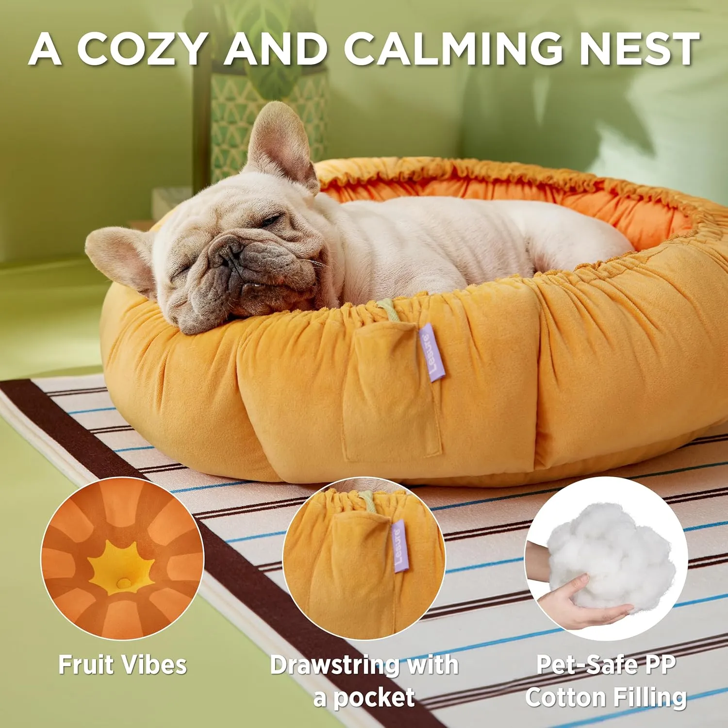 Lesure Dog beds for Small Dogs - Washable Cute Cat Beds with Versatile Dual-Use Design, Reversible Round Pet Bed for Puppy and Kitten, 25x25x8 Inches
