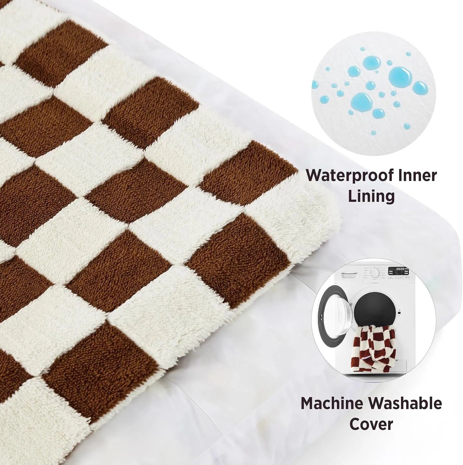 Lesure Extra Large Dog Bed-Thick Shredded Chopped Foam Pet Bed Indoor with Removable Cover, Cute Modern Fuzzy Plush & Anti Slip Bottom, Brown