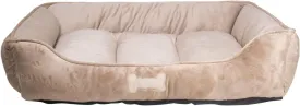 long rich Rectangle Dog Bed, Super Soft Plush Pet Bed for Medium and Large Cats Dogs, Reversible Fabric Dog Bed, Anti-Slip Bottom, Machine Washable, 34 x 24 x 8 inches, Beige