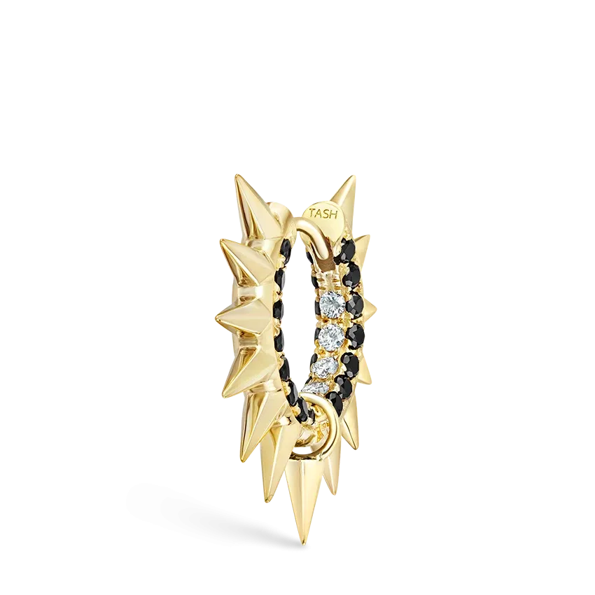 Maria Tash Metal Mohawk with Black and White Diamond Pavé Hoop Earring