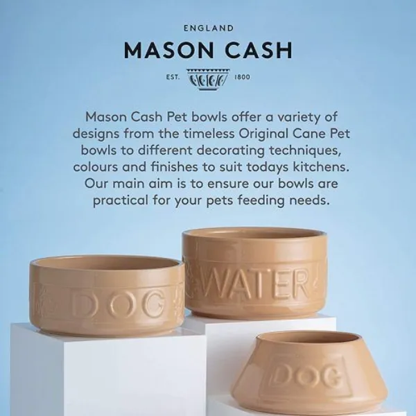Mason Cash Embossed Cane Dog Bowl Blue 15cm