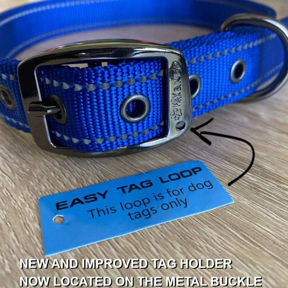 Max and Neo MAX Reflective Metal Buckle Dog Collar - We Donate a Collar to a Dog Rescue for Every Collar Sold (Small, Orange)