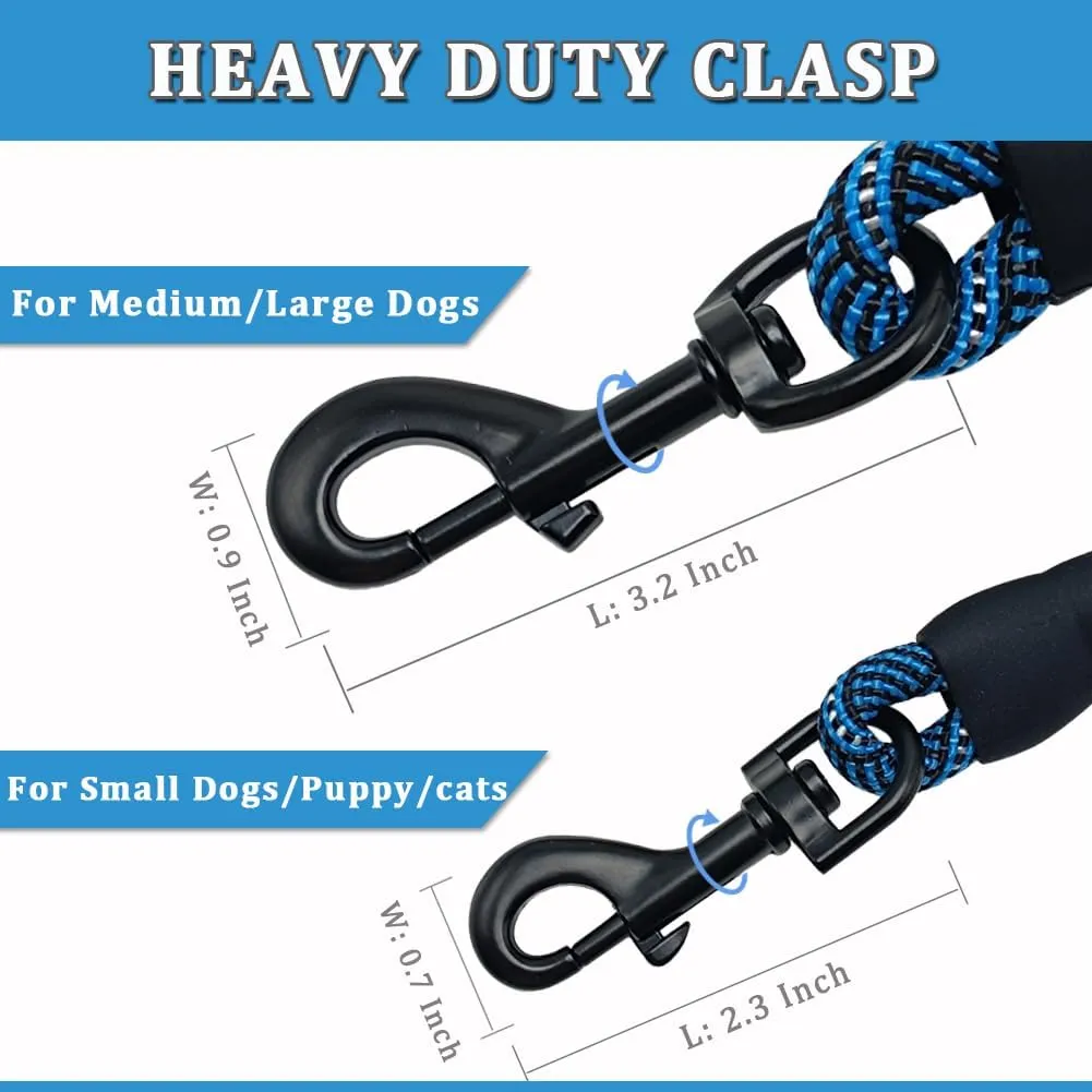 MayPaw Heavy Duty Rope Dog Leash, 1/4" x 6FT Nylon Pet Training Leash, Soft Padded Handle Thick Lead for Small Dogs (1/4" 6', Blue)